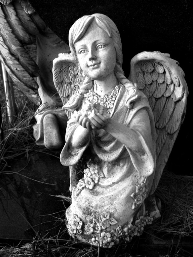 Angel with handful of blossoms St. John Cemetery Plainfield CT (2)